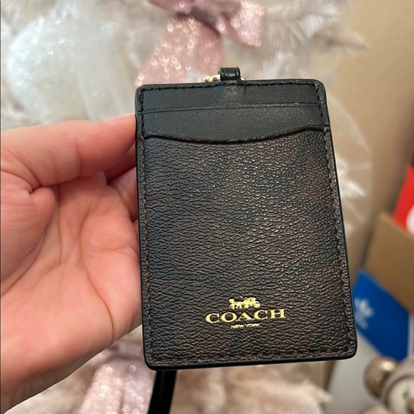 Coach Black Card Holder with Lanyard - Picture 2 of 3